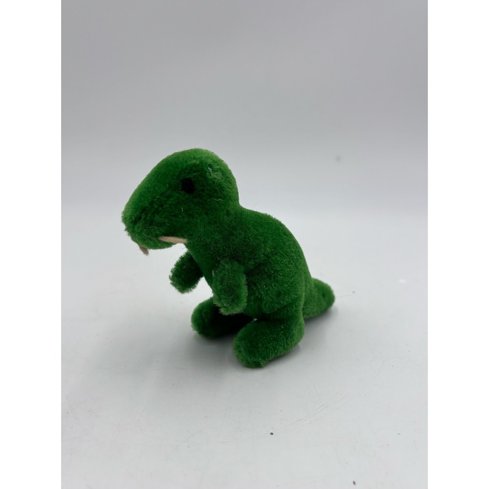 Vintage 1988 R Dakin Co Green Dinosaur Plush Flocked T-Rex Toy 6 Inch